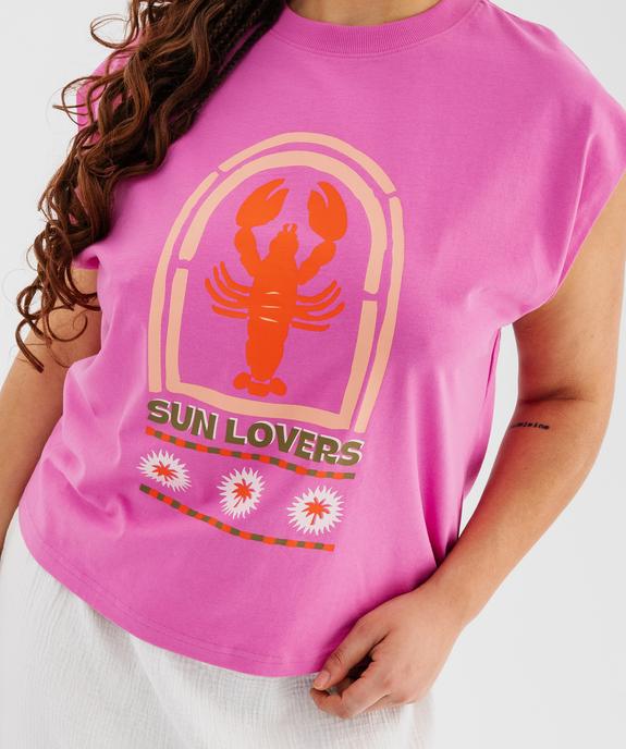 Tee-shirt sans manches avec motif sur l’avant femme grande taille vue2 - GEMO (G TAILLE) - GEMO