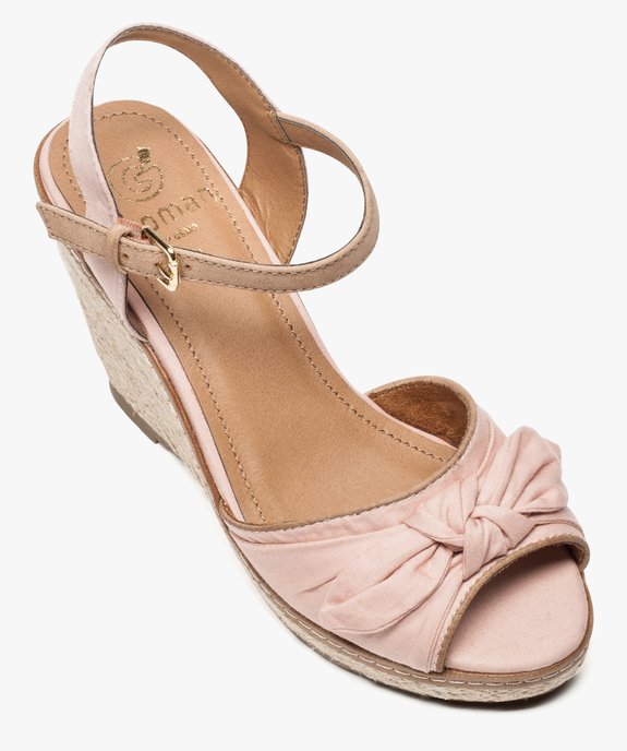 Sandales femme avec noeud et talon compensé en corde  vue5 - GEMO(URBAIN) - GEMO