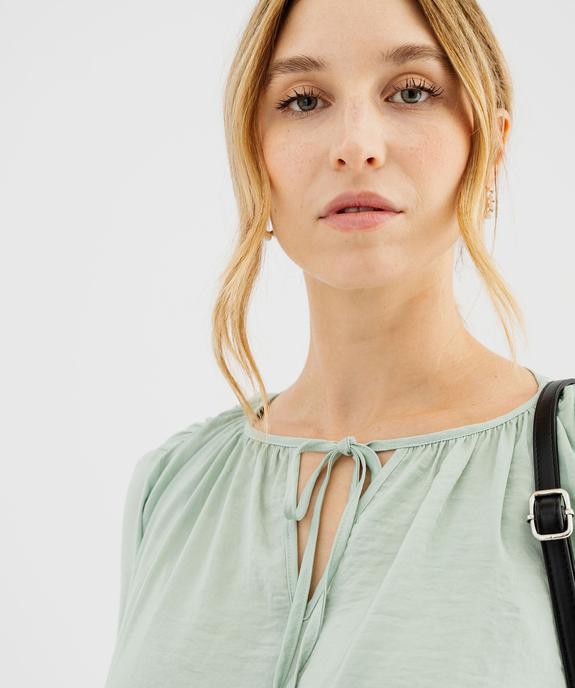 Robe courte à manches longues en satin femme vue3 - GEMO(FEMME PAP) - GEMO