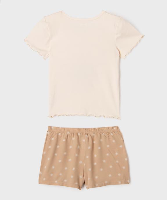 Pyjashort léger à motifs et finition roulottée fille vue4 - GEMO 4G FILLE - GEMO
