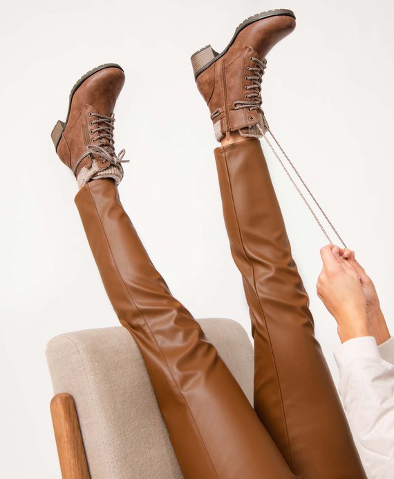 Bottillons femme bimatières à lacets et talon plat vue6 - GEMO (CASUAL) - GEMO