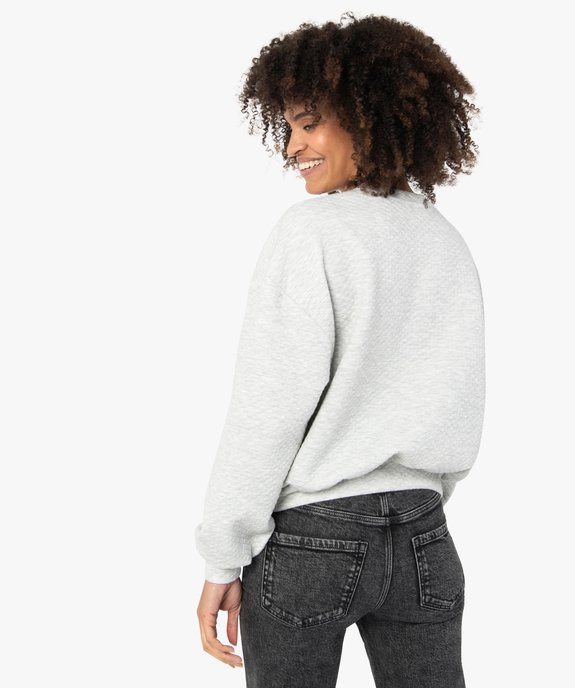 Sweat femme ample et court en matière matelassée vue3 - GEMO(FEMME PAP) - GEMO