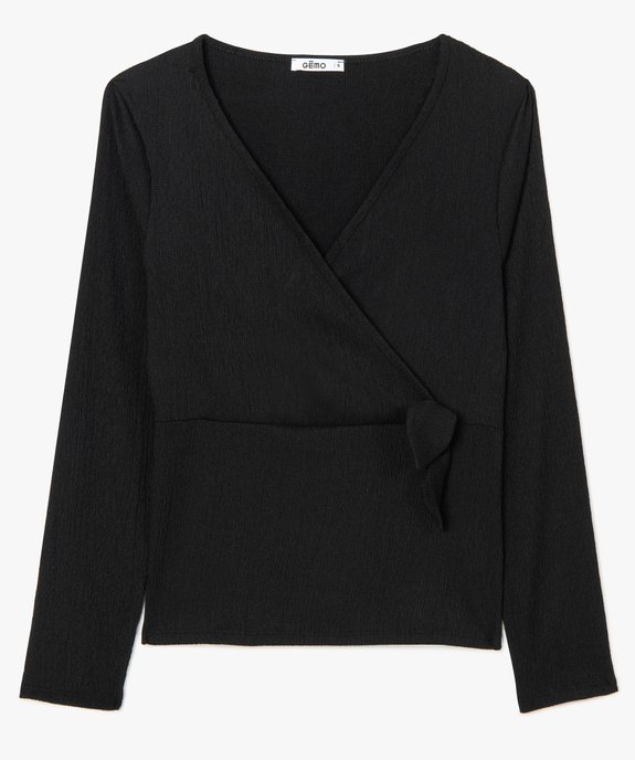 Tee-shirt femme en crêpe effet cache-cœur vue4 - GEMO(FEMME PAP) - GEMO