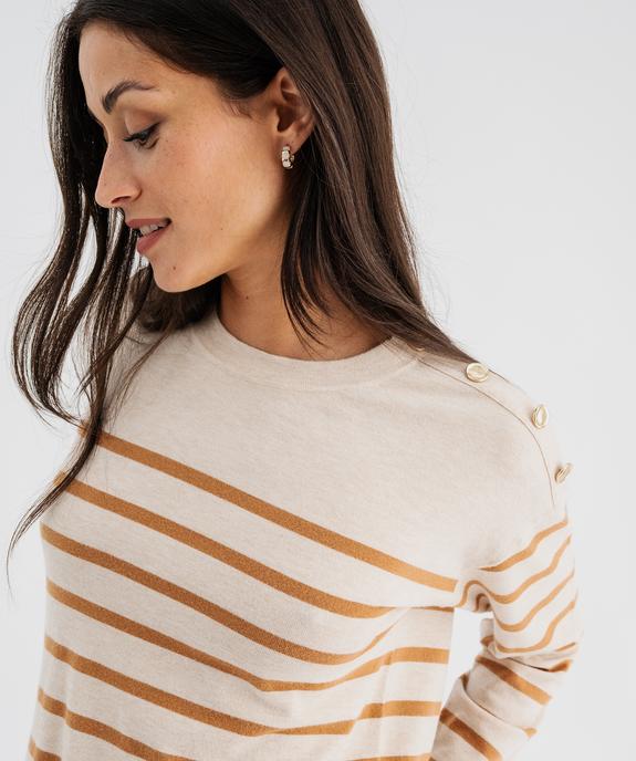 Pull en maille fine avec boutons sur l’épaule femme vue3 - GEMO 4G FEMME - GEMO