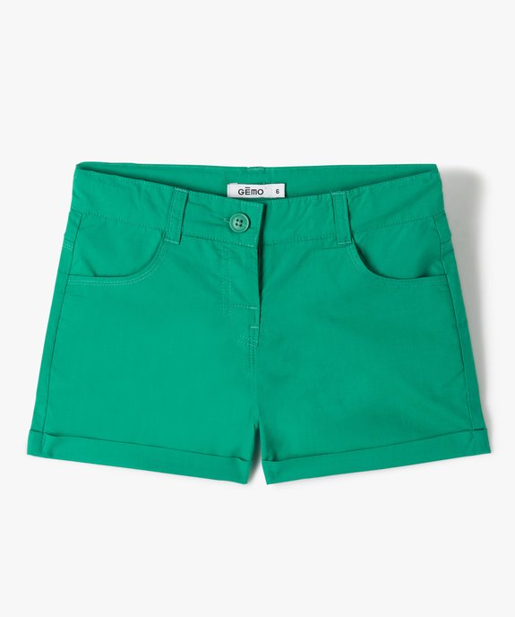 Short fille en toile de coton fin uni vue1 - GEMO (ENFANT) - GEMO