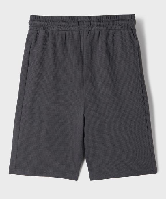 Bermuda de sport uni en maille nid d’abeille garçon vue3 - GEMO 4G GARCON - GEMO