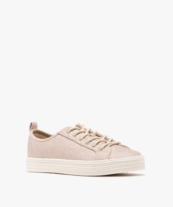 Baskets en toile à lacets avec épaisse semelle femme vue8 - FOLLOW ME G4G - GEMO