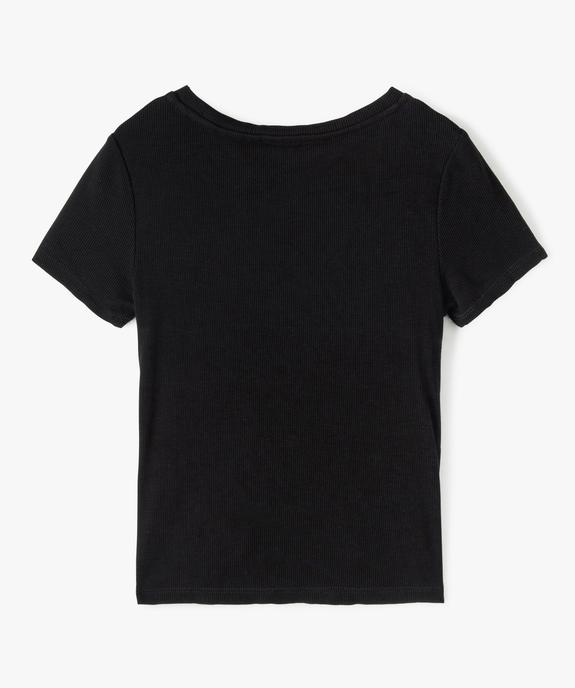 Tee-shirt fille à manches courtes en maille côtelée - LuluCastagnette vue3 - LULUCASTAGNETTE - GEMO