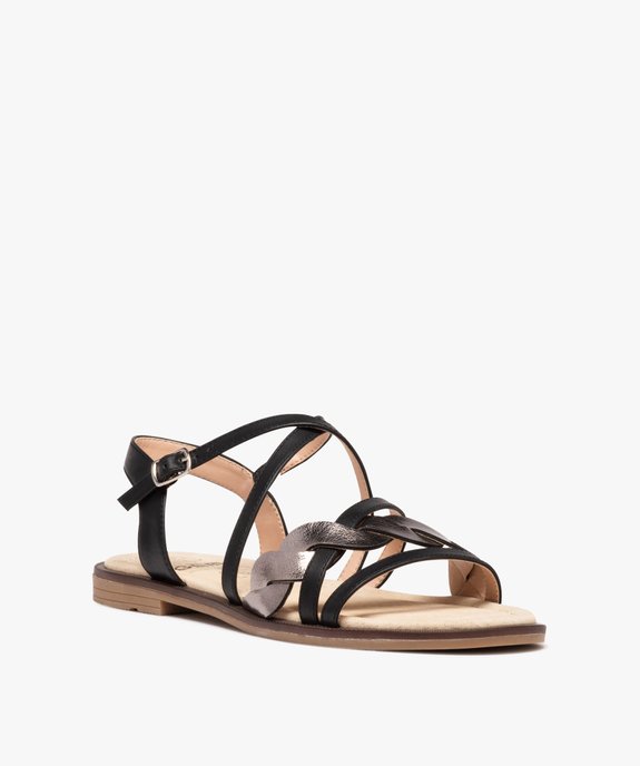 Sandales femme à talon plat et bride torsadée vue2 - GEMO (CASUAL) - GEMO