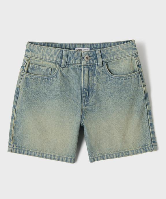 Short en jean délavé coupe large fille vue1 - GEMO (JUNIOR) - GEMO