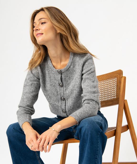 Gilet en grosse maille et boutons gravés femme vue1 - GEMO(FEMME PAP) - GEMO