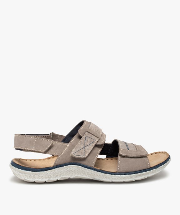 Sandales homme confort à brides scratch en cuir vue1 - ZEN AIR - GEMO