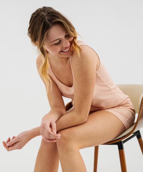 Débardeur lingerie en maille côtelée femme vue4 - GEMO 4G FEMME - GEMO