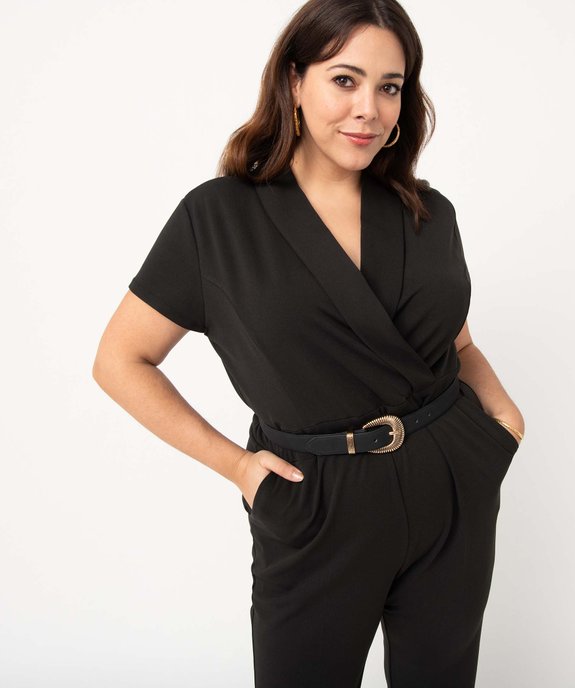 Combinaison pantalon femme grande taille à manches courtes et col cache-cœur vue4 - GEMO (G TAILLE) - GEMO