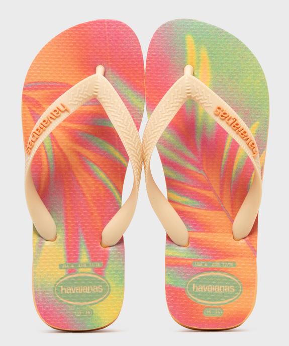 Tongs Top Fashion à motif feuillage fluo femme - Havainas vue1 - HAVAIANAS - GEMO