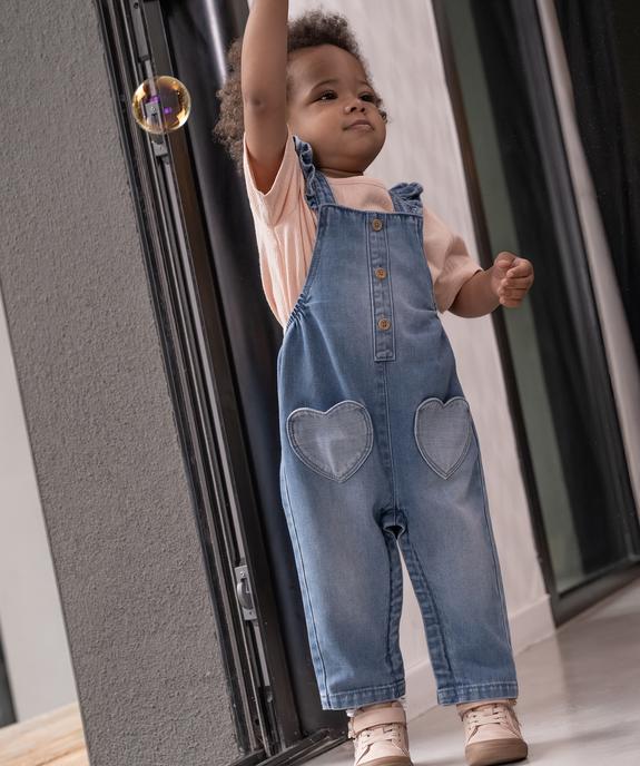 Salopette en jean avec entrejambe zippé bébé fille vue6 - GEMO 4G BEBE - GEMO
