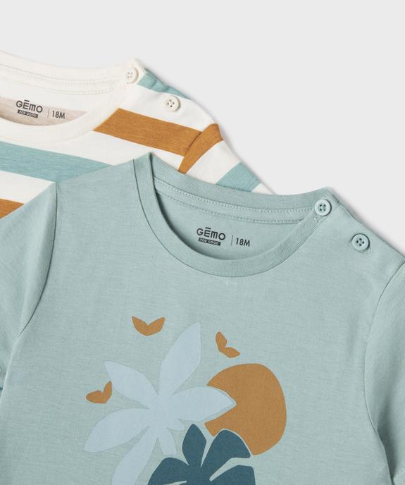 Tee-shirt manches courtes imprimés bébé garçon (lot de 2) vue2 - GEMO(BEBE DEBT) - GEMO