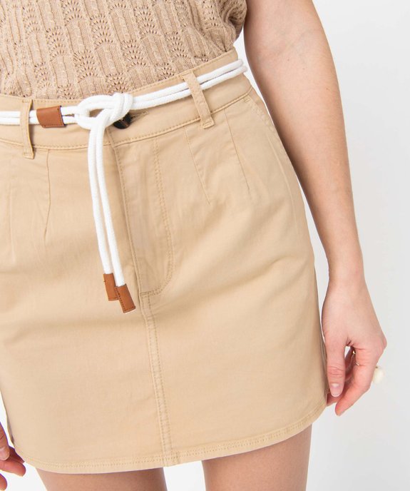 Jupe femme en coton stretch avec ceinture cordelette vue2 - GEMO 4G FEMME - GEMO