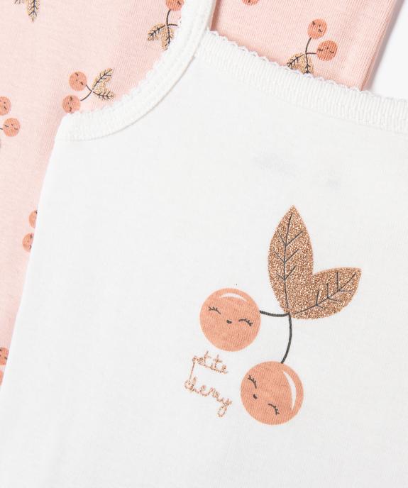 Bodies à bretelles avec motifs cerises bébé fille (lot de 3) vue2 - GEMO 4G BEBE - GEMO