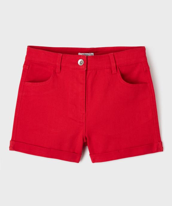 Short en denim avec revers cousus fille vue1 - GEMO (JUNIOR) - GEMO