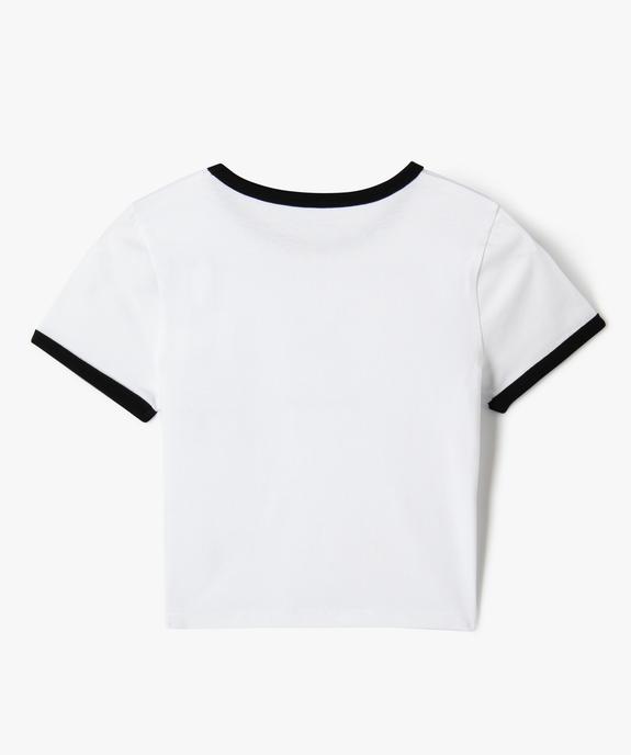 Tee-shirt manches courtes coupe courte avec motif fille vue3 - GEMO (JUNIOR) - GEMO
