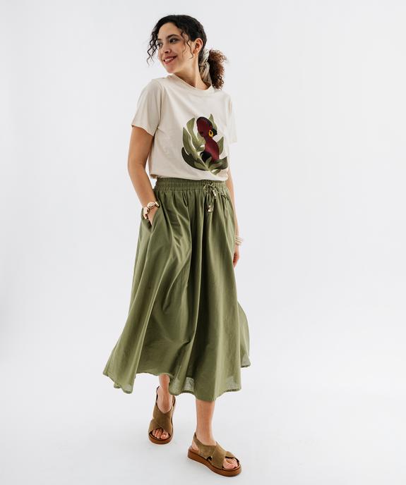 Jupe longue et ample en voile de coton à taille élastiquée femme vue5 - GEMO(FEMME PAP) - GEMO