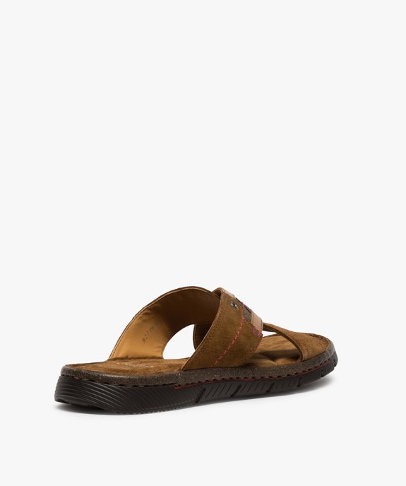 Mules homme en cuir à larges brides croisées vue4 - GEMO (CASUAL) - GEMO