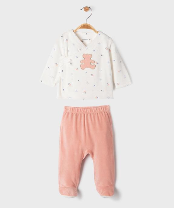 Pyjama en velours 2 pièces avec haut brassière bébé fille - LuluCastagnette vue1 - LULU CASTAGNETTE GEMO FOR GOOD - GEMO