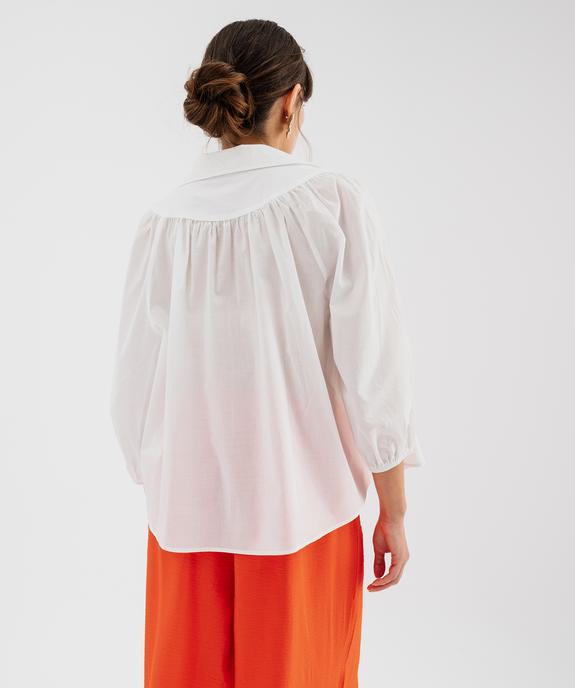 Blouse manches 3/4 en toile de coton unie femme vue5 - GEMO(FEMME PAP) - GEMO