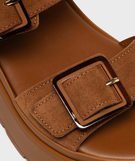 Sandales dessus cuir à semelle plateforme chunky femme - Tanéo vue6 - TANEO - GEMO