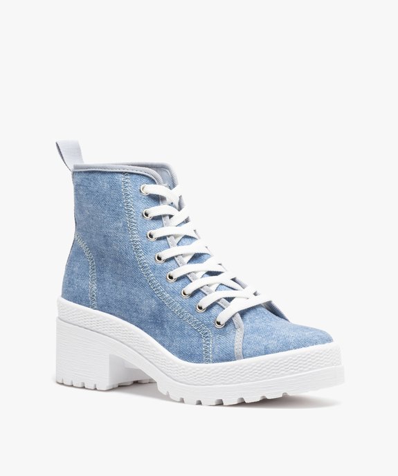 Tennis femme mid-cut en toile unie à talon et semelle crantée vue2 - GEMO (SPORTSWR) - GEMO
