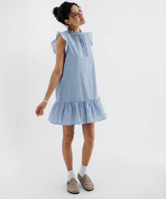 Robe courte sans manches en seersucker rayé femme vue1 - GEMO(FEMME PAP) - GEMO