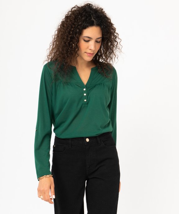 Tee-shirt à manches longues en polyester recyclé femme vue1 - GEMO 4G FEMME - GEMO