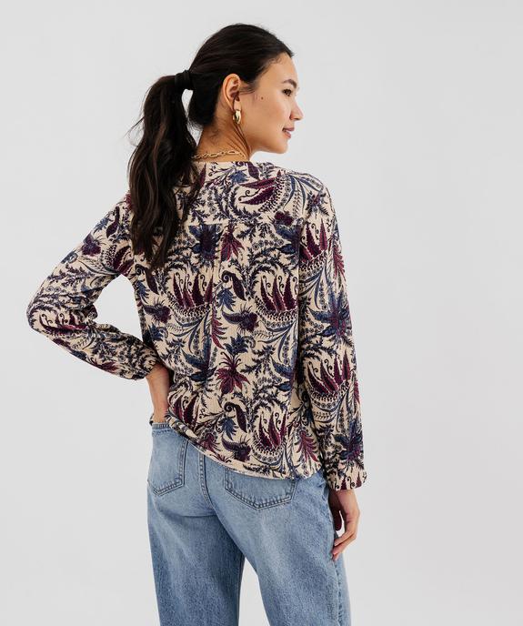 Tee-shirt à manches longues et col V femme vue3 - GEMO 4G FEMME - GEMO