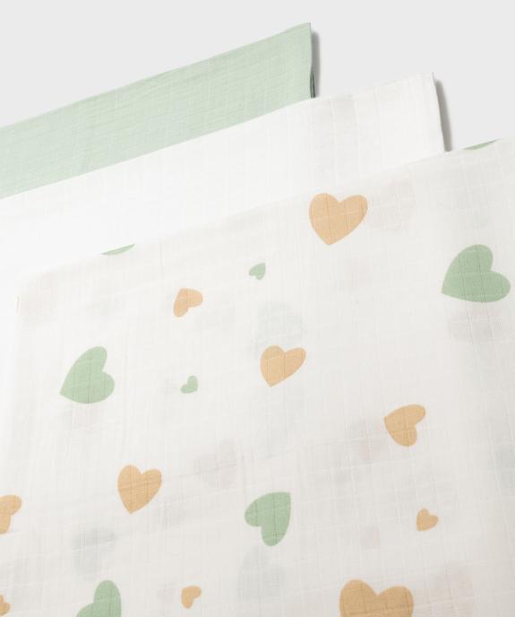 Langes en gaze de coton bébé 60x60 cm (lot de 3) vue2 - GEMO 4G BEBE - GEMO