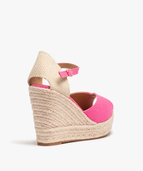 Sandales femme compensées en corde dessus satin uni vue4 - SANS MARQUE - GEMO