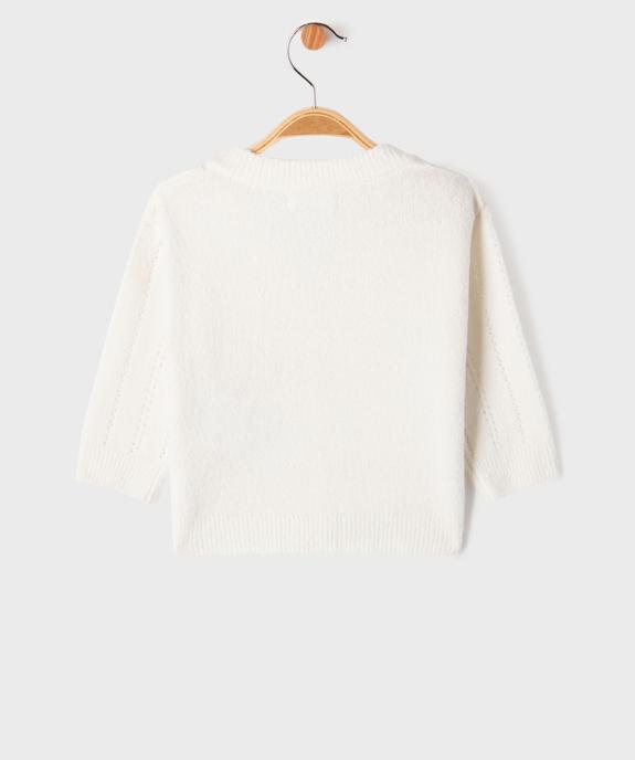 Gilet col V en maille ajourée bébé fille vue3 - GEMO(BEBE DEBT) - GEMO