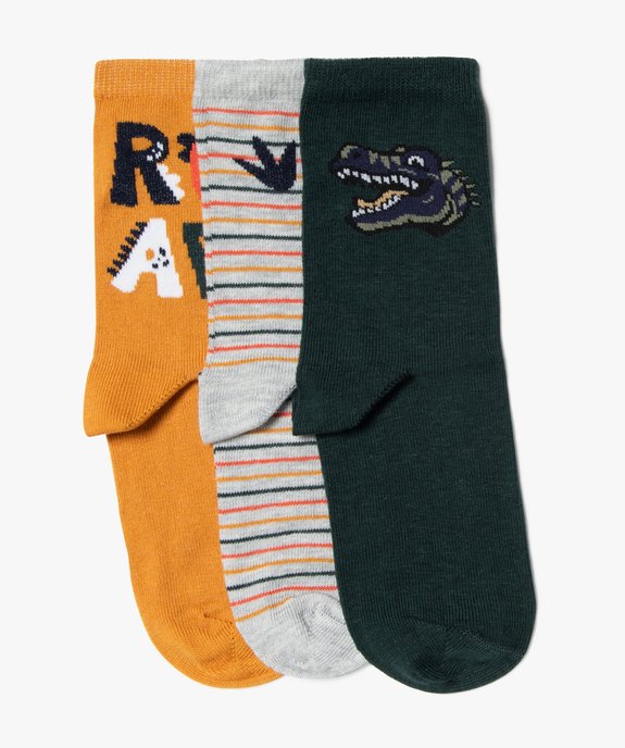 Chaussettes tige haute imprimées dinosaures garçon  (lot de 3) vue1 - GEMO (ENFANT) - GEMO