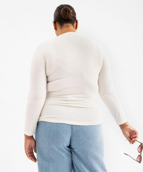 Tee-shirt manches longues en viscose stretch côtelée femme grande taille vue3 - GEMO (G TAILLE) - GEMO