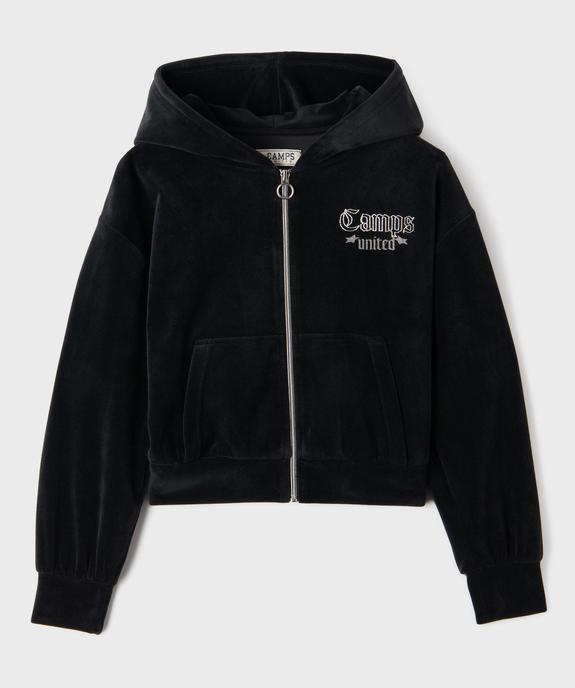 Sweat de sport zippé à capuche en velours fille - Camps United vue3 - CAMPS US - GEMO