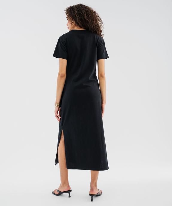 Robe longue à manches courtes en jersey de coton femme vue4 - GEMO(FEMME PAP) - GEMO