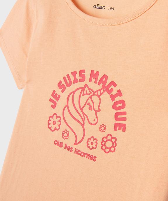 Pyjashort en jersey de coton imprimé fille vue2 - GEMO (ENFANT) - GEMO