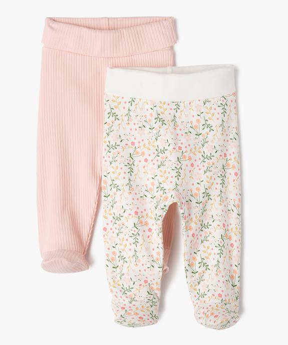 Pantalon à pieds et ceinture élastique en jersey bébé fille (lot de 2) vue1 - GEMO 4G BEBE - GEMO