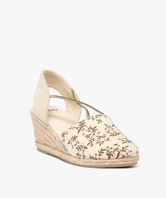 Espadrilles femme à talon compensé en corde avec dessus brides élastiques croisées vue2 - GEMO(URBAIN) - GEMO