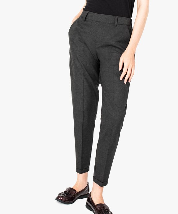 Pantalon à pinces à motif avec revers en bas de jambe vue1 - GEMO(FEMME PAP) - GEMO