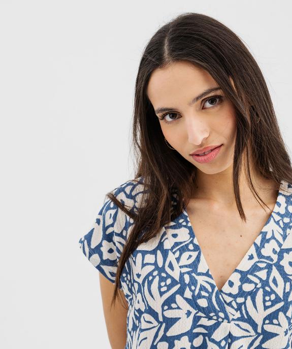 Blouse manches courtes à col V femme vue2 - GEMO 4G FEMME - GEMO
