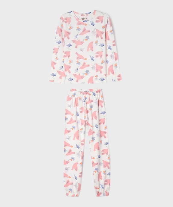 Pyjama en coton à motifs oiseaux fille vue1 - GEMO 4G FILLE - GEMO