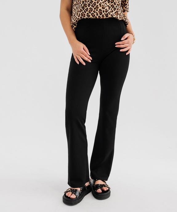 Pantalon droit ajusté en stretch à ceinture élastique femme vue1 - GEMO 4G FEMME - GEMO