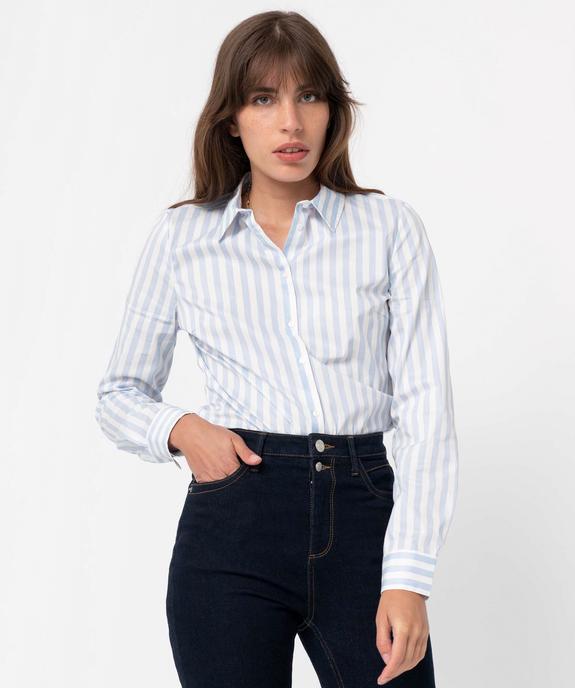 Chemise femme coupe cintrée en coton stretch vue1 - GEMO(FEMME PAP) - GEMO