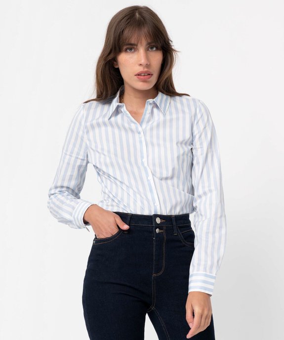 Chemise femme coupe cintree en coton stretch